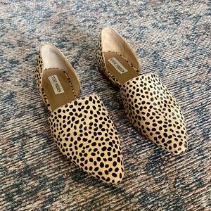 Women's 9.5 Steve Madden Talent d'Orsay Cow Hair Leopard Leather Flats